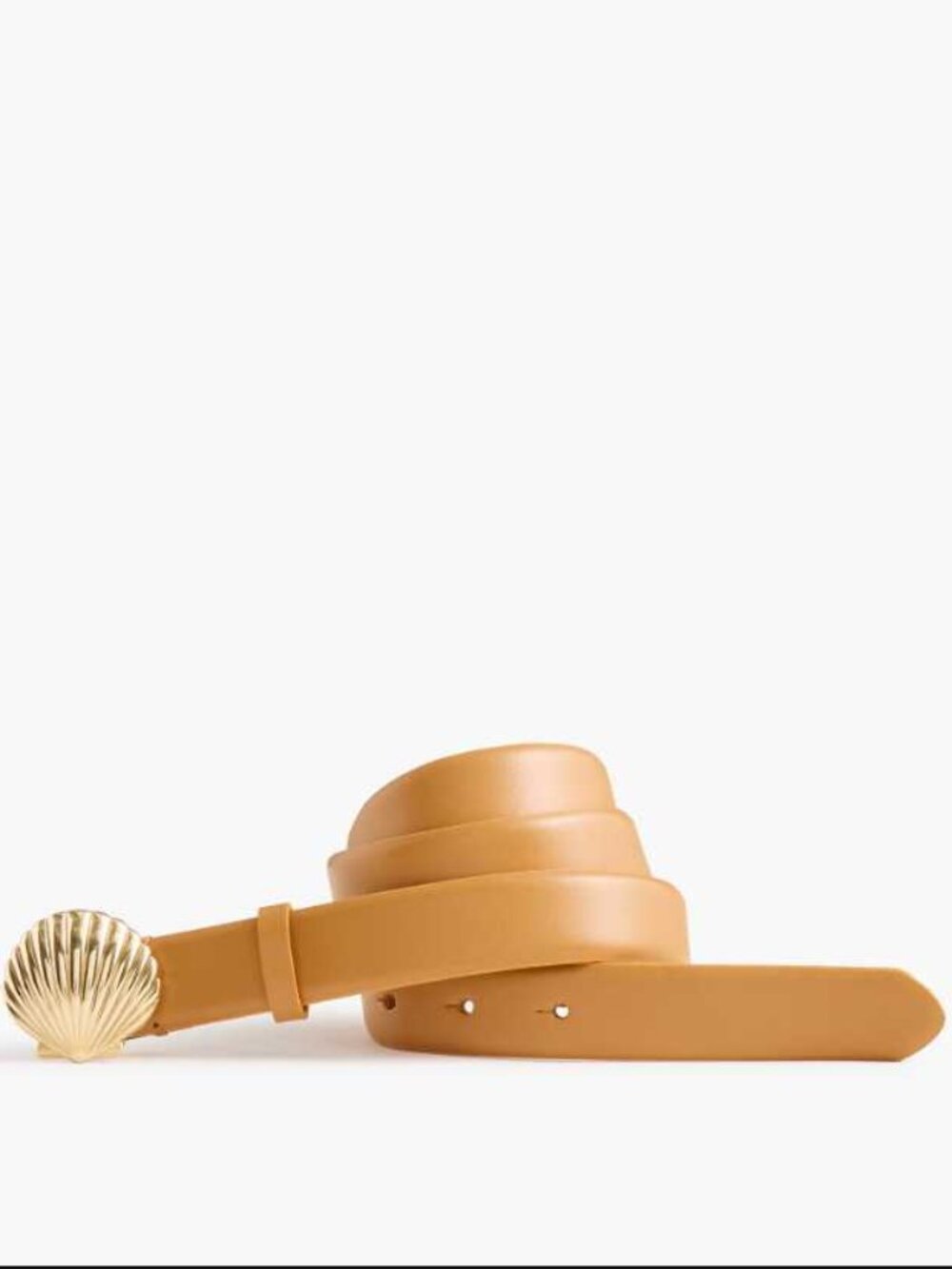New M-L J.Crew Factory gold scallop shell buckle belt in Vachetta leather